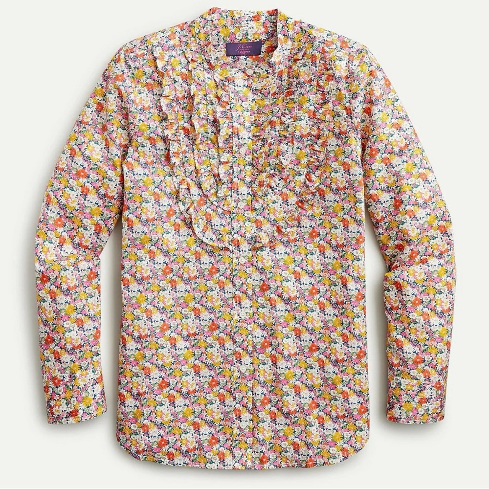 NWT J.Crew Liberty London SMALL Ruffled LS Shirt Cotton Libby